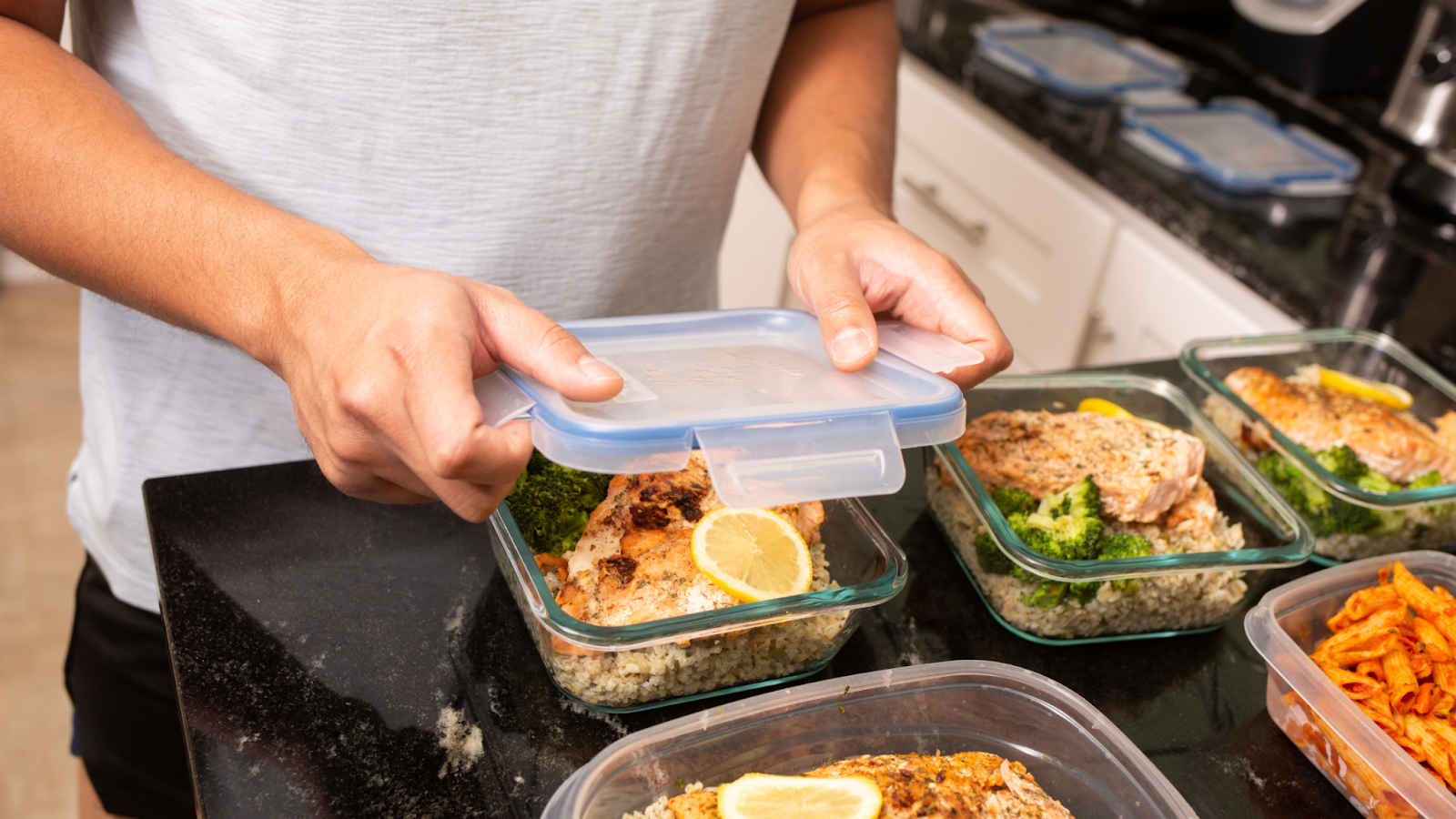 Man preparing healthy and nutritious meals for the week