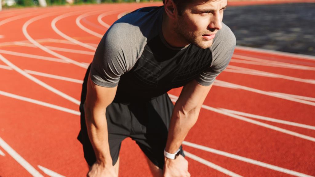 Man finished running, taking a rest and time to recover