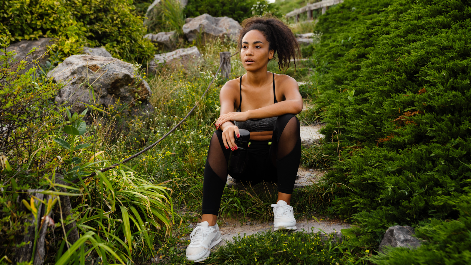 Woman resting after a run